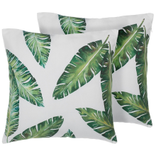Set of 2 Decorative Cushions DIANELLA 45 x 45 cm Dark Green Plant Pattern