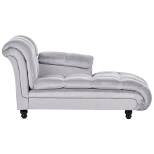 Left-Hand Chaise Longue LORMONT Velvet Light Grey