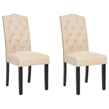 Set of 2 Dining Chairs SHIRLEY Fabric Beige