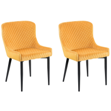 Set of 2 Dining Chairs SOLANO Velvet Yellow