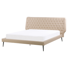 Bed Faux Leather ESSONNE 160 x 200 cm (EU King Size) Beige