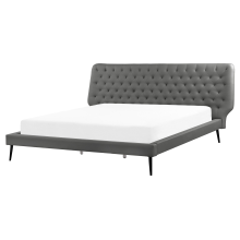 Bed Faux Leather ESSONNE 160 x 200 cm (EU King Size) Grey