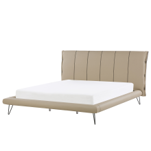 Bed Faux Leather BETIN 180 x 200 cm (EU Super King) Dark Beige
