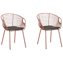Set of 2 Dining Chairs HOBACK Metal Copper