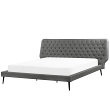 Bed Faux Leather ESSONNE 180 x 200 cm (EU Super King) Grey