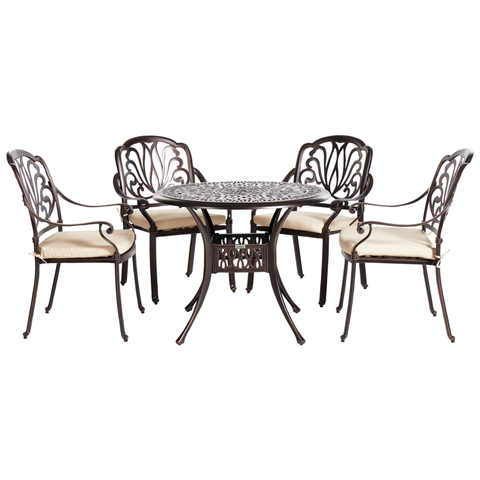 Photos - Garden Furniture Beliani Garden Dining Set 4 Seater ANCONA with Cushions Metal Dark Brown 