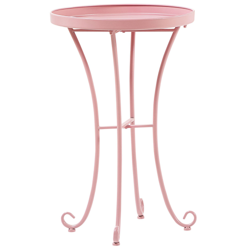 Beliani Garden Side Table CAVINIA 40 cm 40 cm Metal Pink