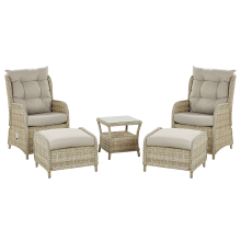 Garden Lounge Set with Table and Ottoman 2 Seater PONZA PE Rattan Beige