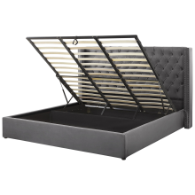 Ottoman Bed LUBBON Velvet Grey 180 x 200 cm (EU Super King)