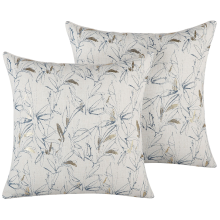 Set of 2 Decorative Cushions ARBOR 45 x 45 cm Beige Floral Pattern