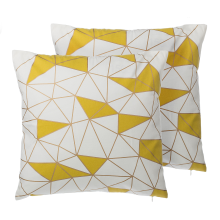 Set of 2 Decorative Cushions CLARKIA 45 x 45 cm Cotton Yellow Geometric Pattern