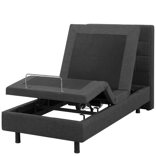 Beliani Adjustable Bed Fabric DUKE 80 x 200 cm (EU Small Single) Dark Grey