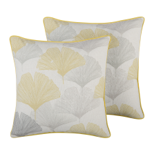 Set of 2 Decorative Cushions CANDYTUFT 45 x 45 cm Yellow Plant Pattern