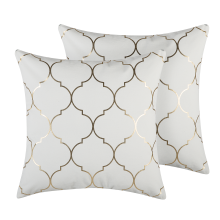 Set of 2 Decorative Cushions ALYSSUM 45 x 45 cm Cotton White Trellis Pattern