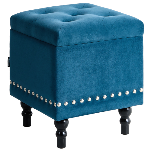 Beliani Storage Pouffe LORETTO Velvet Dark Blue