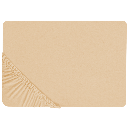 Beliani Fitted Sheet JANBU 180 x 200 cm Cotton Beige