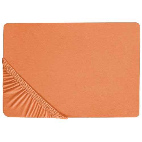 Beliani Fitted Sheet JANBU 180 x 200 cm Cotton Orange
