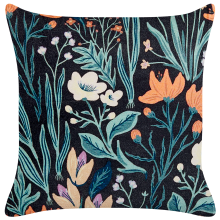 Throw Cushion OSMUNDA 45 x 45 cm Velvet Black Floral Pattern