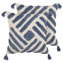 Set of 2 Decorative Cushions JACARANDA 45 x 45 cm Cotton Blue Geometric Pattern