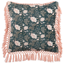 Throw Cushion PARROTIA 45 x 45 cm Velvet Teal Floral Pattern