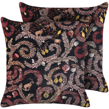 Set of 2 Decorative Cushions RICINUS 45 x 45 cm Velvet Black Oriental Pattern