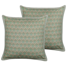 Set of 2 Decorative Cushions PICTUS 45 x 45 cm Velvet Green Plant Pattern