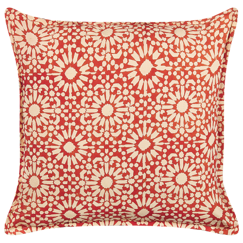 Beliani Throw Cushion CEIBA 45 x 45 cm Cotton Red Geometric Pattern