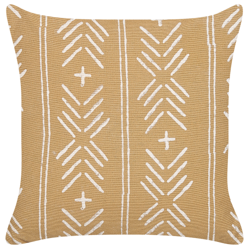 Beliani Throw Cushion BANYAN 45 x 45 cm Cotton Beige Geometric Pattern