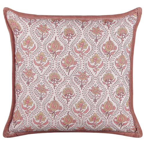 Beliani Throw Cushion PICEA 45 x 45 cm Cotton Red Floral Pattern