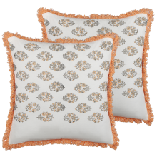 Set of 2 Decorative Cushions SATIVUS 45 x 45 cm Cotton Orange Floral Pattern