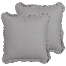 Set of 2 Decorative Cushions GLABRA 45 x 45 cm Linen Grey Solid