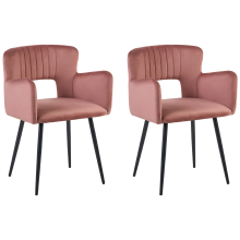 Set of 2 Dining Chairs SANILAC Velvet Pastel Pink