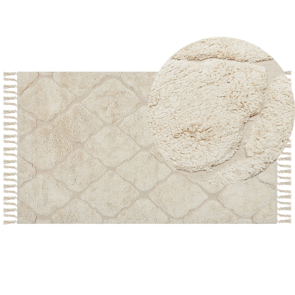 Photos - Area Rug Beliani Rug SILCHAR Beige 80 x 150 cm Cotton Cream 