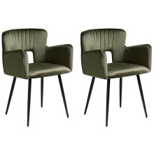 Set of 2 Dining Chairs SANILAC Velvet Olive Green