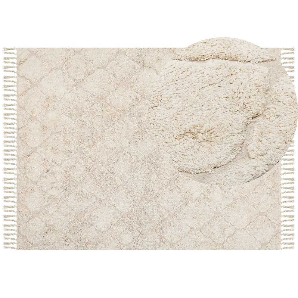 Photos - Area Rug Beliani Rug SILCHAR Beige 160 x 230 cm Cotton Cream 