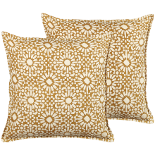 Set of 2 Decorative Cushions CEIBA 45 x 45 cm Cotton Beige Geometric Pattern