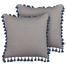 Set of 2 Decorative Cushions CARPINUS 45 x 45 cm Linen Grey Solid