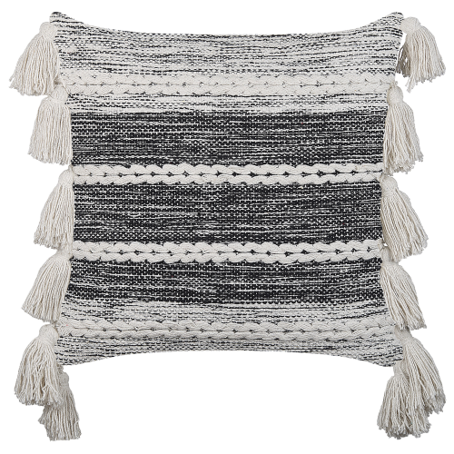 Beliani Throw Cushion ROCHEA 45 x 45 cm Cotton Black Striped