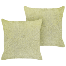 Set of 2 Decorative Cushions PILEA 45 x 45 cm Faux Fur Light Green Solid