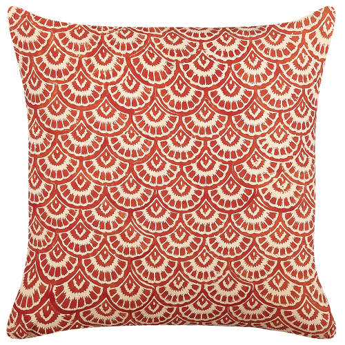 Beliani Throw Cushion RHUS 45 x 45 cm Cotton Red Geometric Pattern
