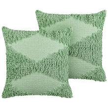 Set of 2 Decorative Cushions RHOEO 45 x 45 cm Cotton Light Green