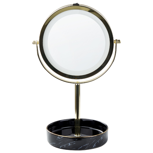 Beliani Makeup Mirror LED SAVOIE Black/ Gold