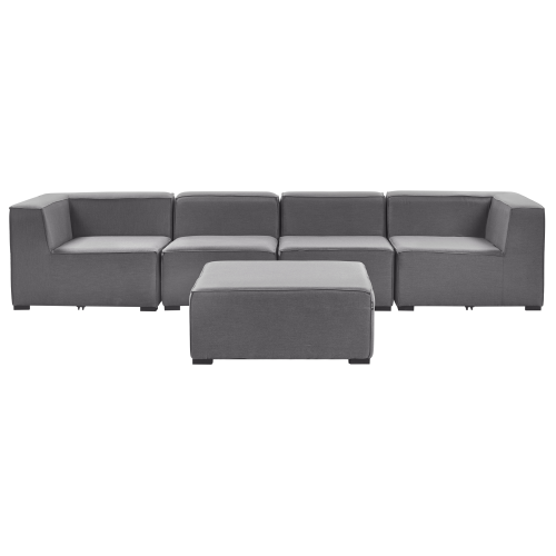 Beliani Garden Sofa with Ottoman 4 Seater AREZZO Modular Grey
