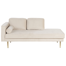Left-Hand Chaise Longue MIRAMAS Velvet Beige