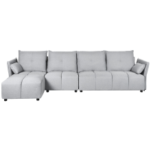 Corner Sofa 4 Seater TOMRA Fabric Light Grey Right Hand