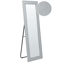 Standing Mirror LOCRONAN 150 cm Faux Leather Light Grey