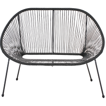 Garden Bench ACAPULCO II 113 cm PE Rattan Black