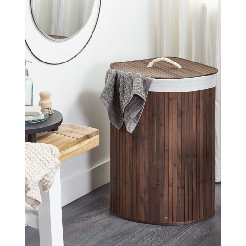 Beliani Laundry Basket MATARA Bamboo Dark Brown 57 L 1