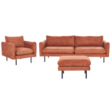 Living Room Set 5 Seater VINTERBRO Chenille Golden Brown with Ottoman