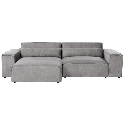 Beliani Modular Corner Sofa 3 Seater HELLNAR Right Hand Grey Fabric